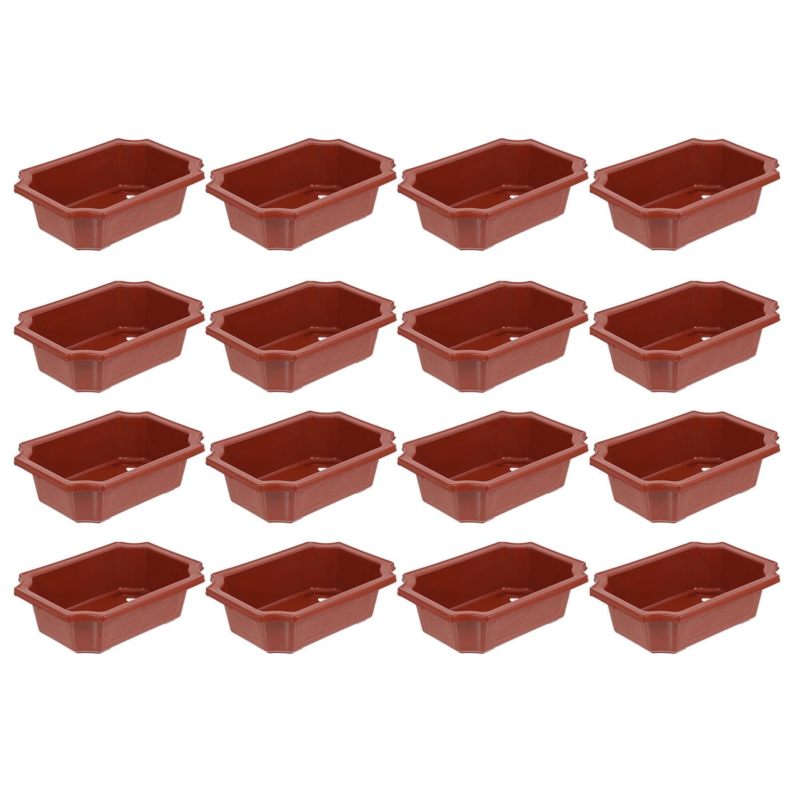 Pots de fleurs succulentes rectangulaires en plastique rouge vintage avec drainage x16
