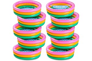 Jerify 10 Pcs Kiddie Pools 34x10 Inch Sunset Glow Pool 3-Rings Small Baby Pool