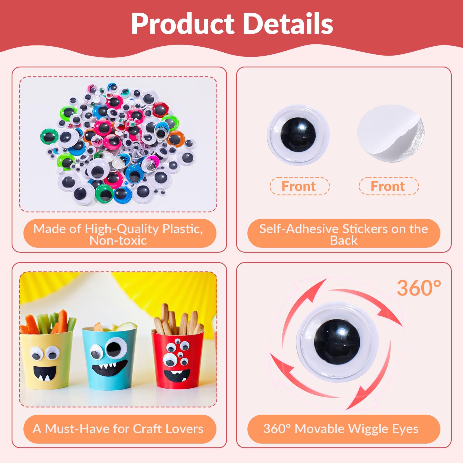 1700 Pzas Ojos Móviles Autoadhesivos Ojos De Plástico... | Cuotas sin