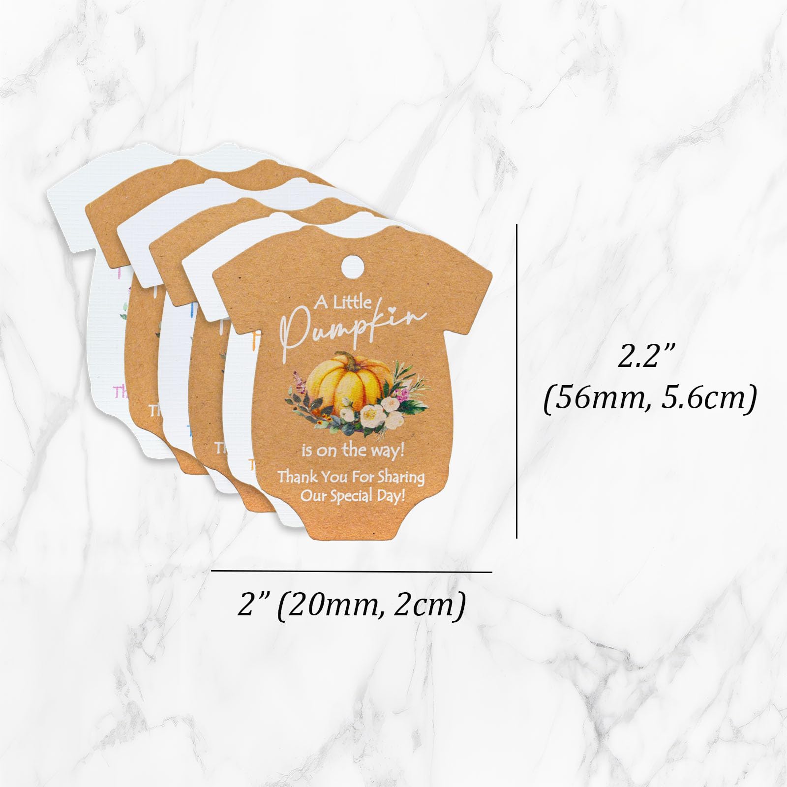 Summer-Ray 50pcs A Little Pumpkin is on the Way Baby Shower Thank You for Sharing Our Special Day Gift Tags (White Card with Blue Pumpkin) - Image 4