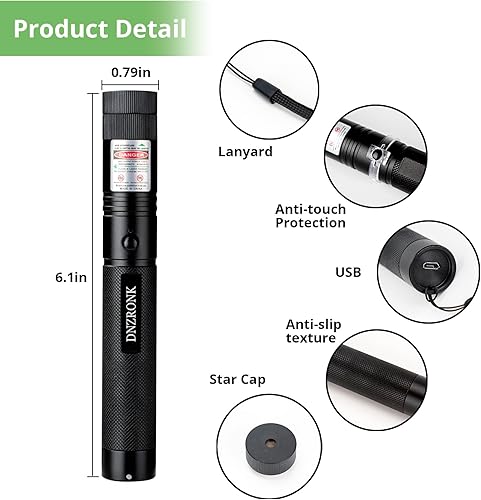 Miniatura 4 de DNZRONK Linterna verde de largo alcance de alta potencia con carga USB, foco ajustable linterna verde para astronomía nocturna al aire libre