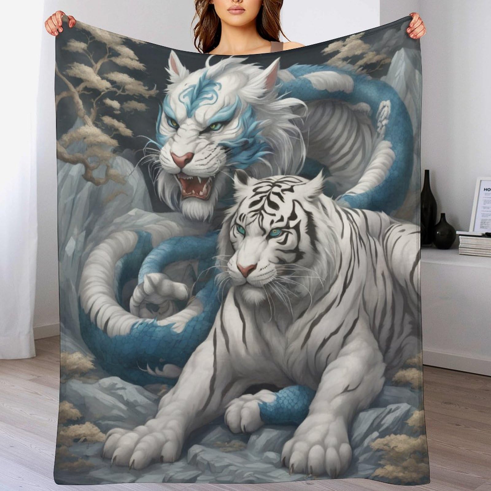Couverture polaire tigre haute qualité : plaid jeté canapé en flanelle premium