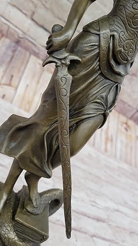 Miniatura 8 de Think Bronze - Estatua de justicia ciega grande de 14 pulgadas, diseño de abogados, decoración desnuda de 14 pulgadas