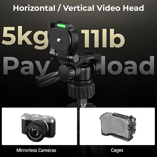 Miniatura 6 de SmallRig Soporte de trípode para cámara de 71" AP-21, trípode de viaje para iPhone y cámara para Canon para Nikon con soporte para teléfono y bolsa