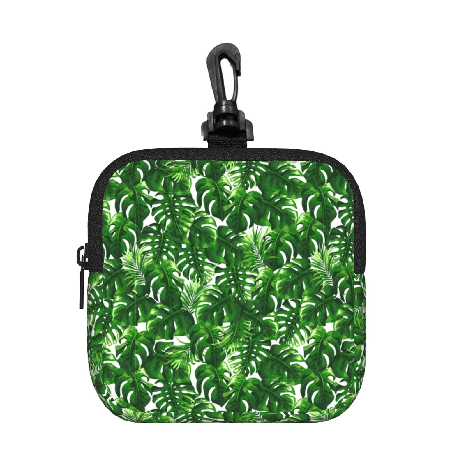 Ercgad Unisex Black Monstera Deliciosa Banana Palm Print Square Storage Bag Travel Toiletry Cosmetic Organizer Pouch Lightweight Reusable