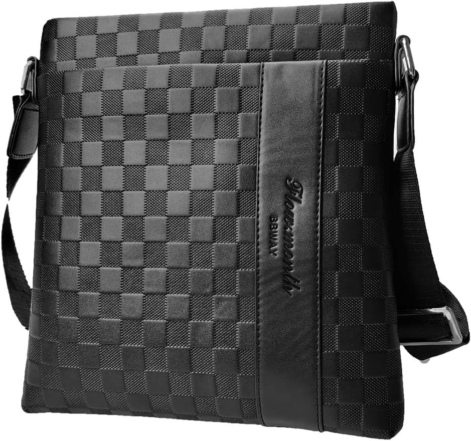 Sac Bandoulière En Cuir Véritable Pour Homme - Noir, 18x22x8 Cm, Grande Capacité, Sangle Réglable 80-160 Cm