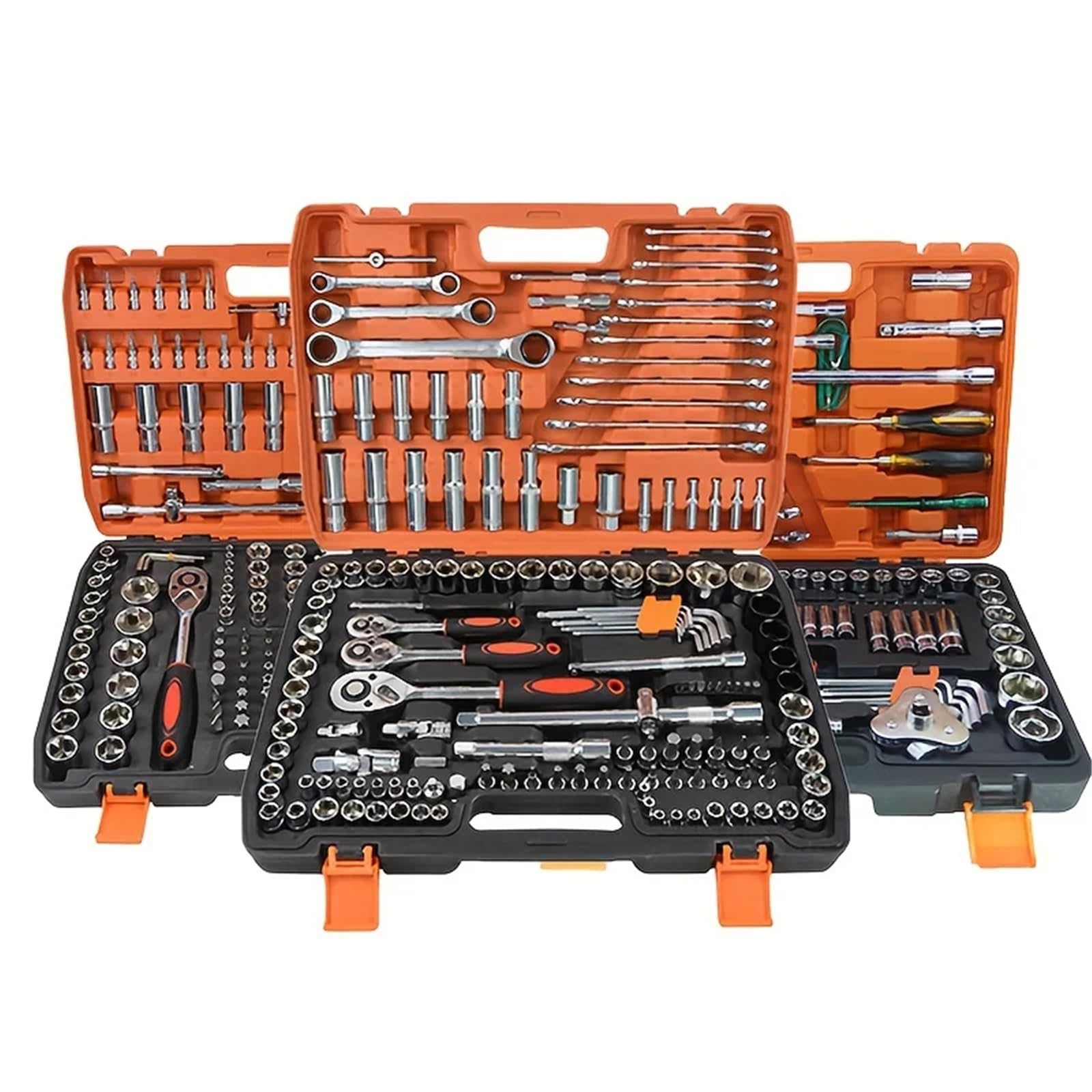 Juego de Herramientas reparación automóviles 53 Piezas con Vasos y Estuche, construcción Acero, for Motocicletas Calle Mantenimiento vehículos para Hogar o Garaje(46pc Set Black)