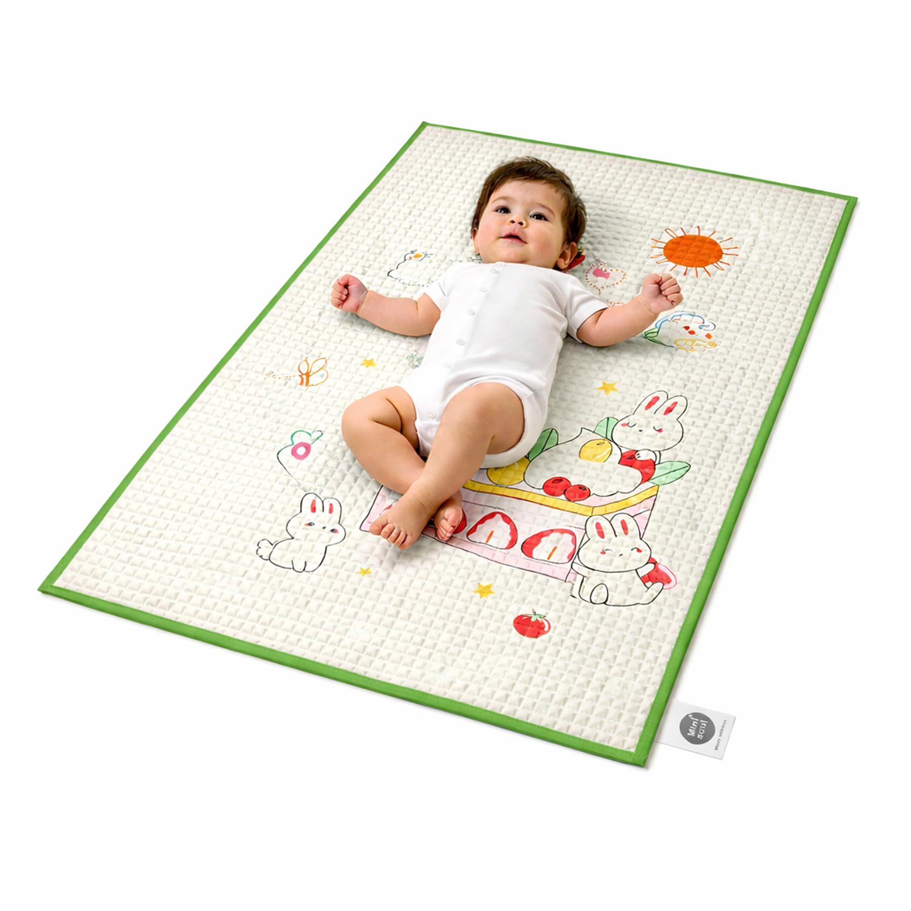 Air-Filled Waterproof Baby Play Mat 60×90 cm Cake Print Natural Latex Baby Massage & Crawling Mat Non-Toxic, Anti-Slip Baby Rubber Mat for Diaper Changing, Floor Play & Bed Protection Green