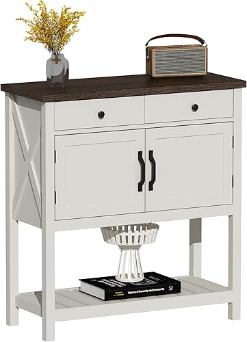 Miniatura 8 de ChooChoo Mesa consola de granja, mesa de entrada con estante de almacenamiento, gabinete de barra de café, aparador estrecho de buffet para cocina,