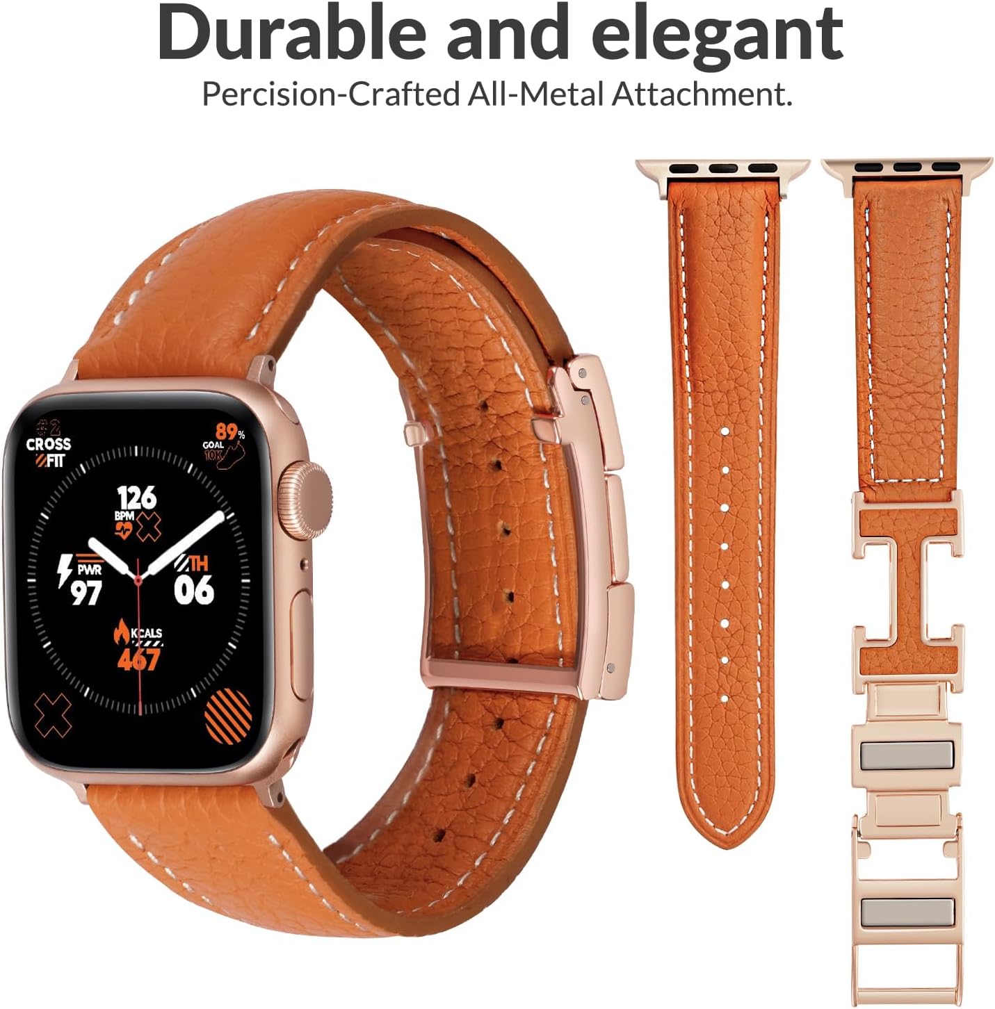 Leather Magnetic Band Compatible with Apple Watch Bands 38mm 40mm 41mm 42mm 44mm 45mm 46mm 49mm for Women Men，Top Grain Leather Designer Replacement Strap for iWatch Ultra SE Series11/10/9/8/7/6/5/4/3/2/1 - Image 2