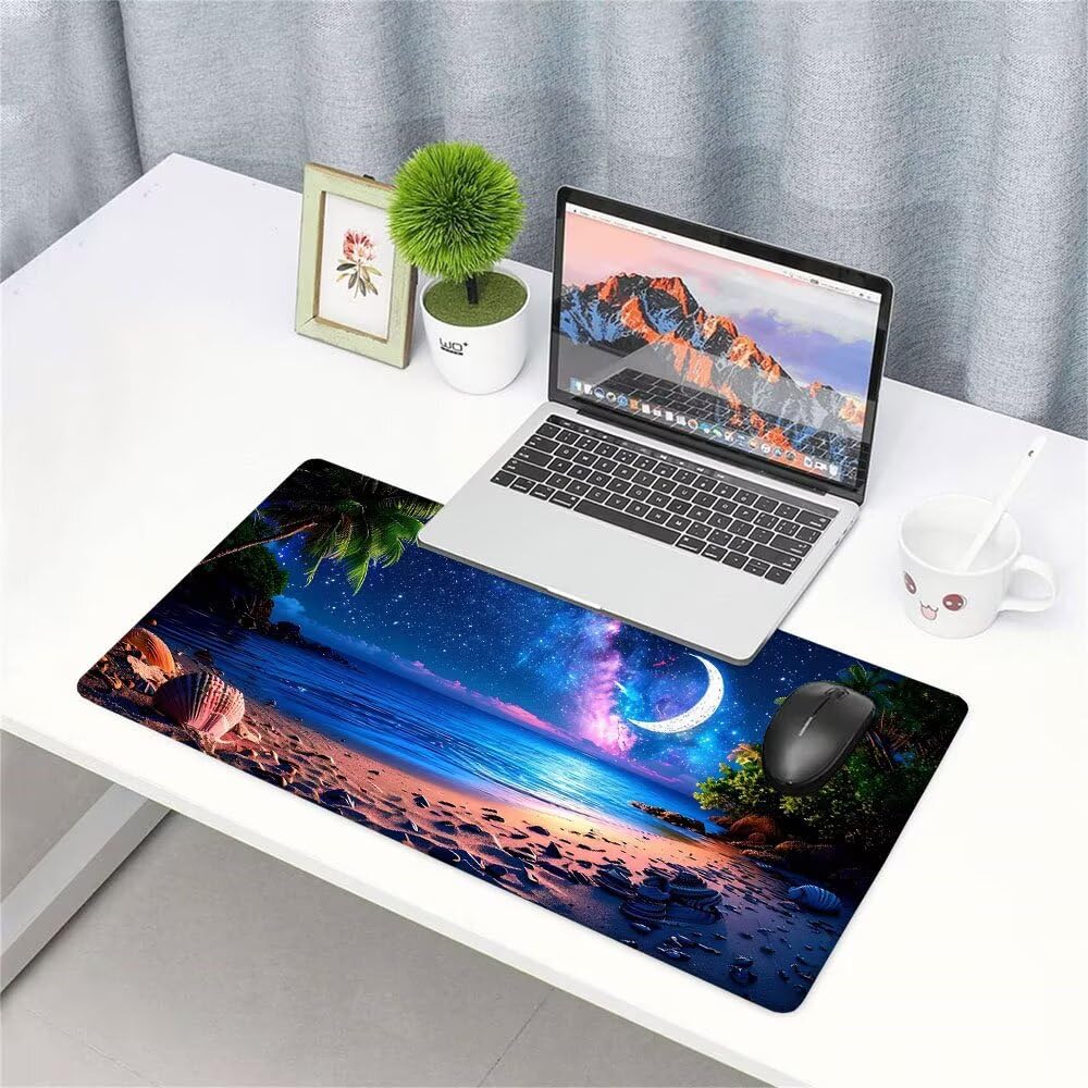 Alfombrilla de Mouse para Juegos, Blu, XXL, Antideslizante, Impermeable, Diseño de Cielo stellato, Extendido, Grande, 1200x600x3mm, para PC, Laptop, Ufficio, Famiglia d-852