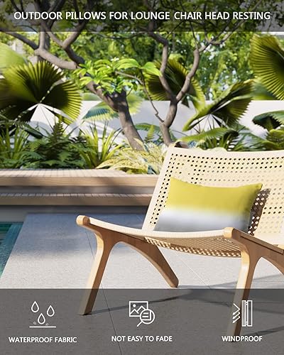 Miniatura 4 de Almohada para la cabeza del diván al aire libre, amarilla y gris, almohadas lumbares suaves con correas elásticas e relleno, paquete de 2 cojines