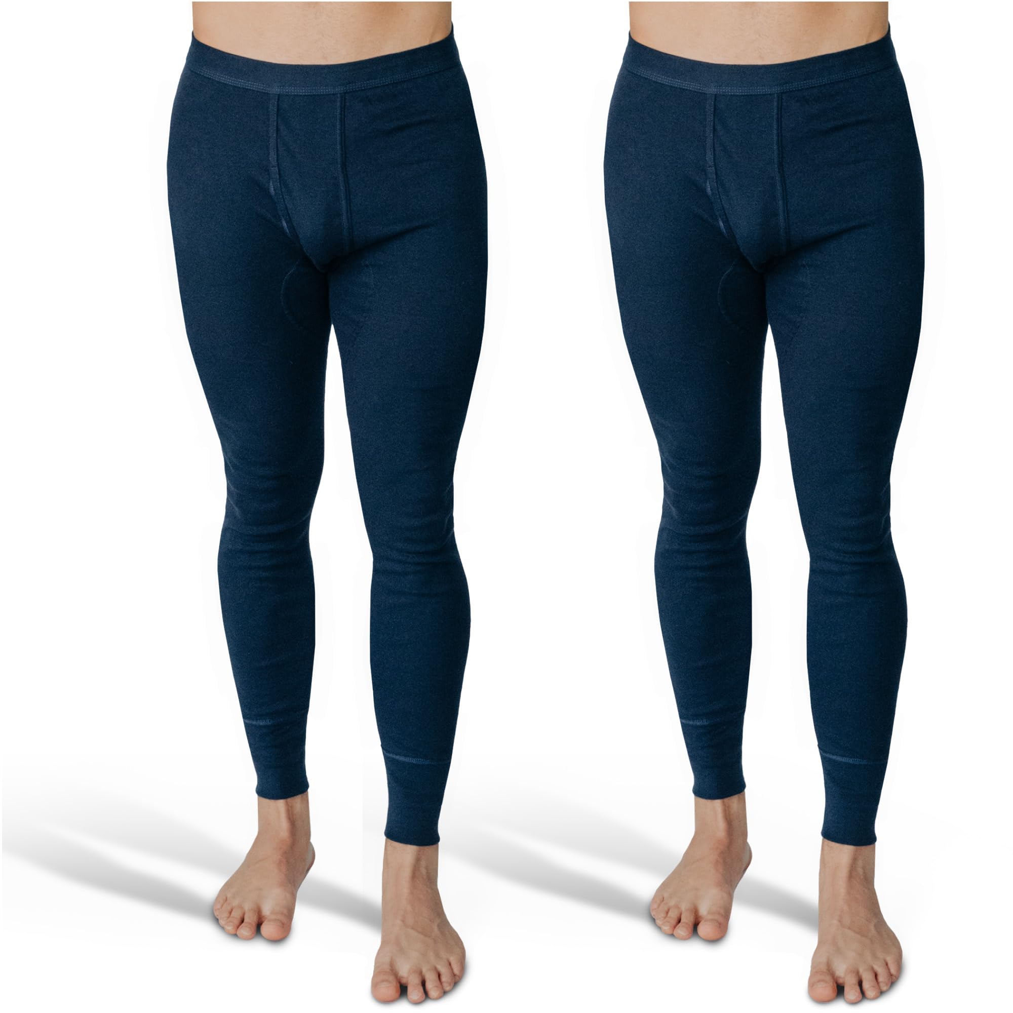 SES caleçon Long Coton, Pack de 2 caleçons Longs Hommes en côtes Fines, Taille S - 4XL, avec Braguette et Ceinture Douce, en Coton/calson Long pour Homme Jambes Longues