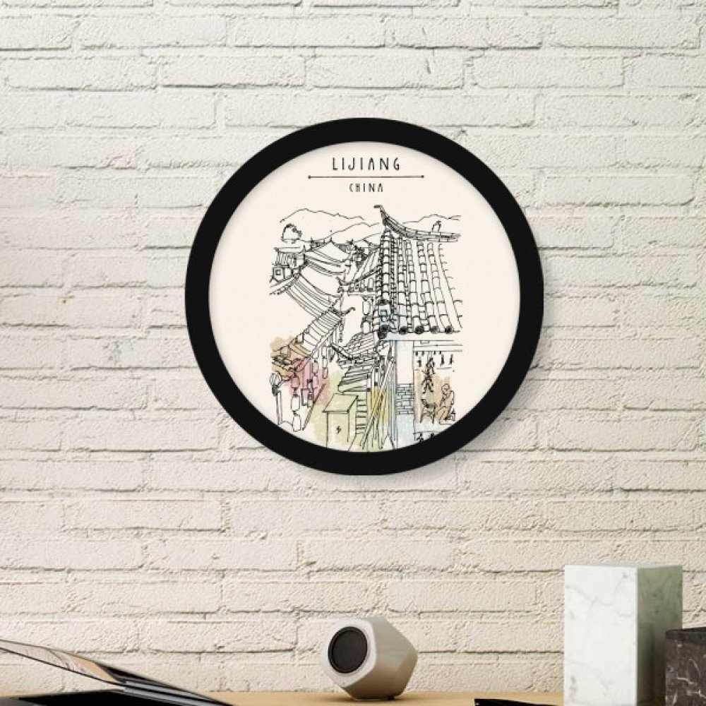 Cadre photo de Lijiang rond noir idée cadeau deco originale pour maison
