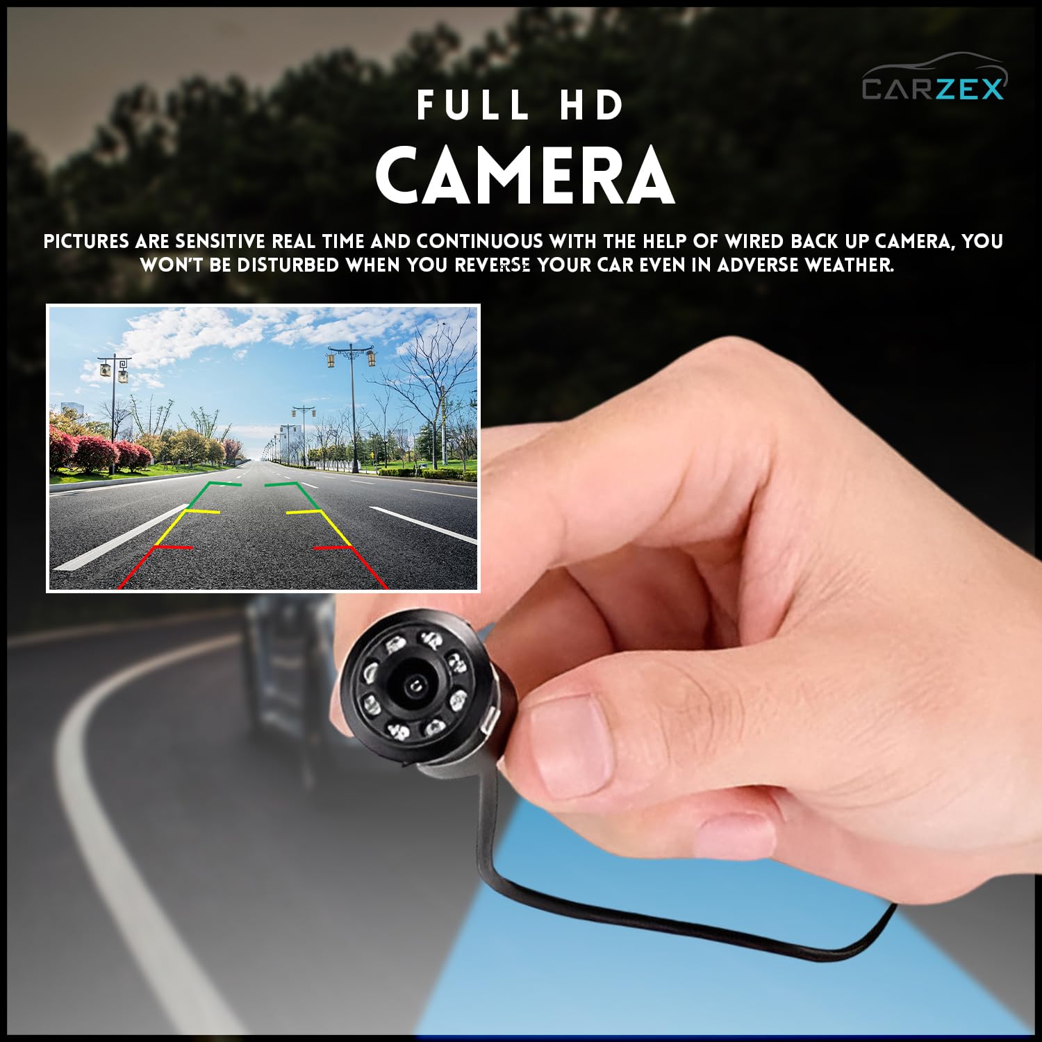 Carzex 5 inch Car Dashboard LCD Rear View Screen with 8 LED Night Vision Car Reverse Parking Camera 3