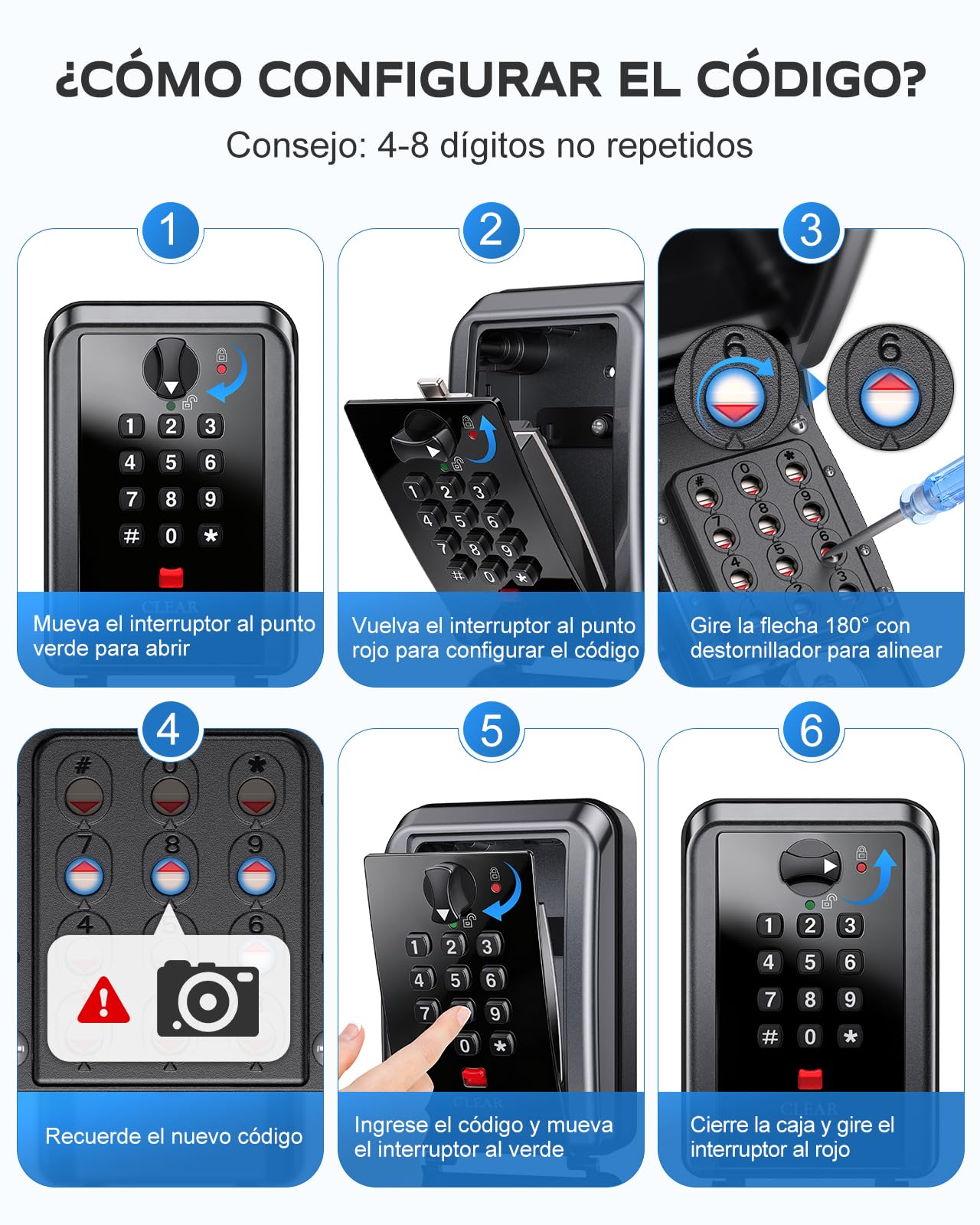 Mohard Caja de Seguridad para Llaves, Caja Llaves Pared con Combinación 12 Dígitos, Gran Capacidad & Impermeable Caja Fuerte Llaves Exterior con Código Resttable para Hogar Garaje Escuela Oficina