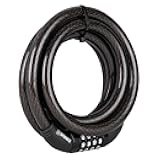 BRINKS 6 ft Outdoor Heavy Duty Bike Lock Cable, Thick, Anti Theft Self-Coiling Design, Resettable 4-Dial Combination, 5/8