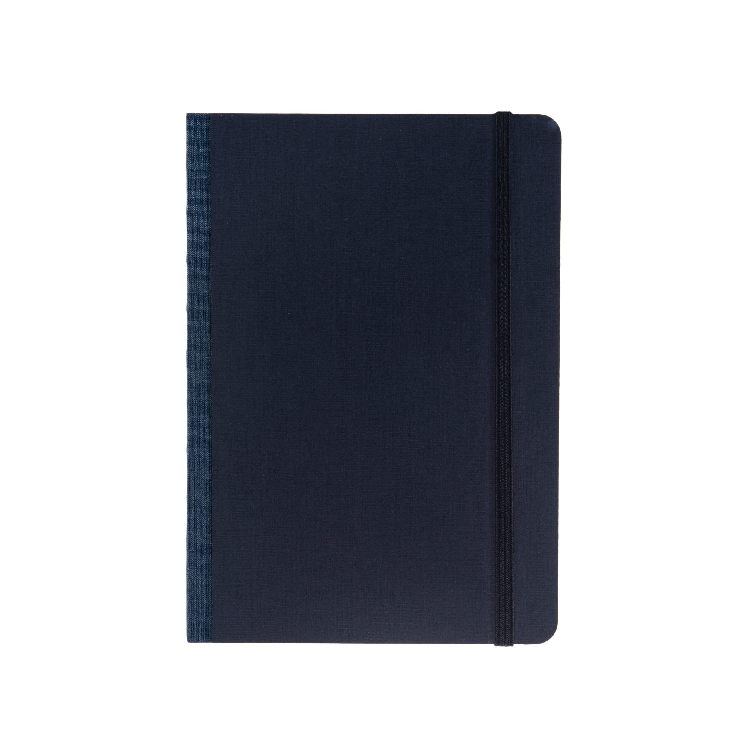 Carnet A4 ligné Fabriano Ecoqua Plus tissu bleu marine fini les pages cornées en sac