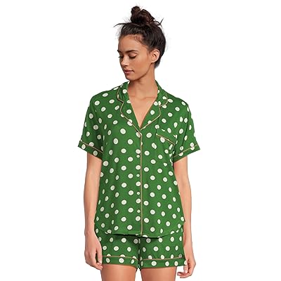 Kate Spade New York Short Sleeve Notch Short PJ Set Women