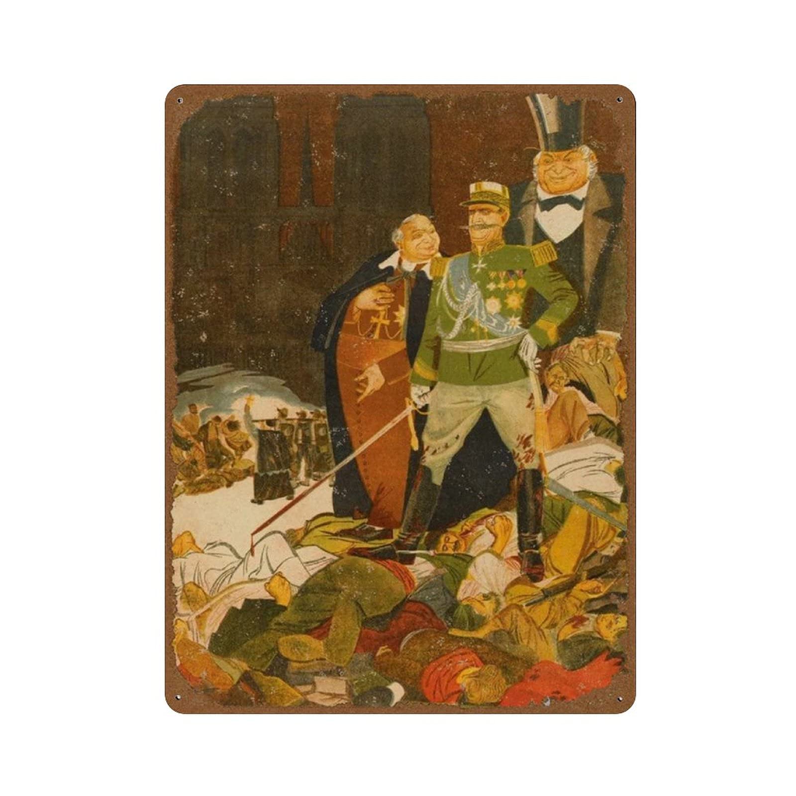 peiyeety Anti-Religious Propaganda The Executioners of The Paris Commune 1931 Vintage Russian Soviet Communism Socialism Poster Novelty 12x16 Tin Sign Metal Poster Wall Funny Man Cave Cool Wall Door