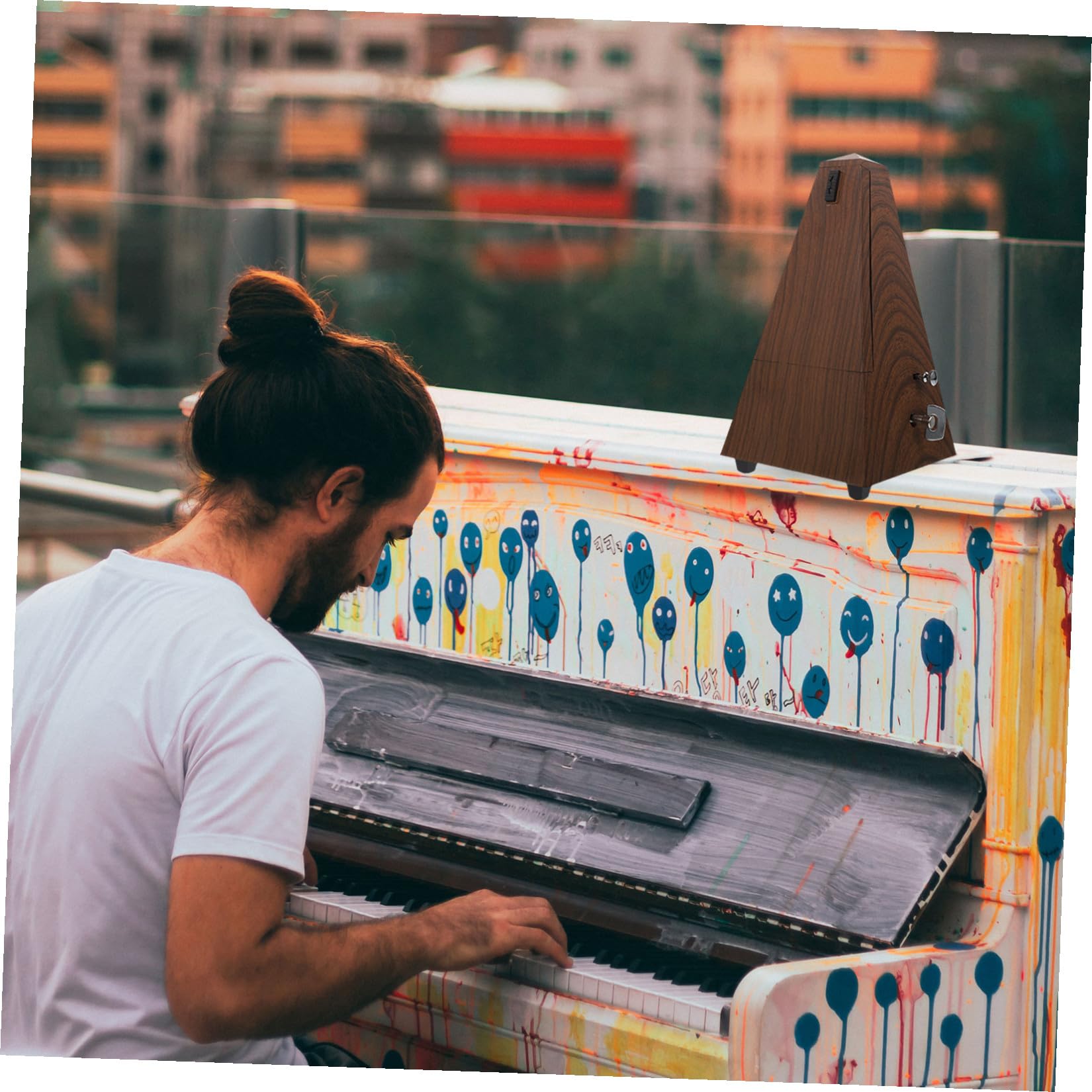 ERINGOGO Metrónomo Mecánico de Torre de Madera Diseño Antideslizante, Ritmo Preciso y Tempo Estable para Instrumentos Musicales como Guitarra y Piano