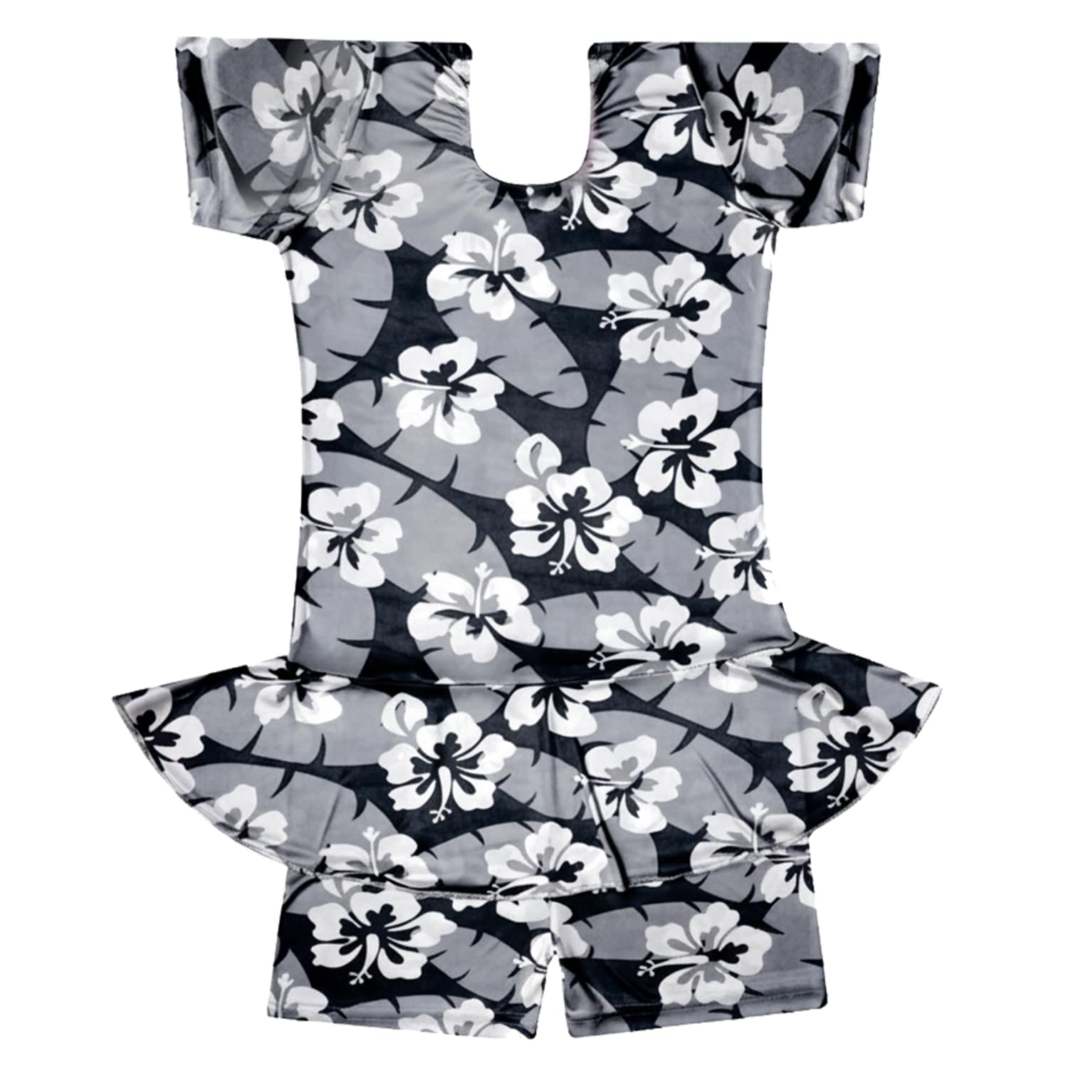 HACER Frock Jumpsuit Floral Print Swimwear for Kids (6-7 Years) Girls Swimming Costume Short Sleeve Knee Length Swimsuit One Piece Baby Suit (28, Random Colour) Pink White