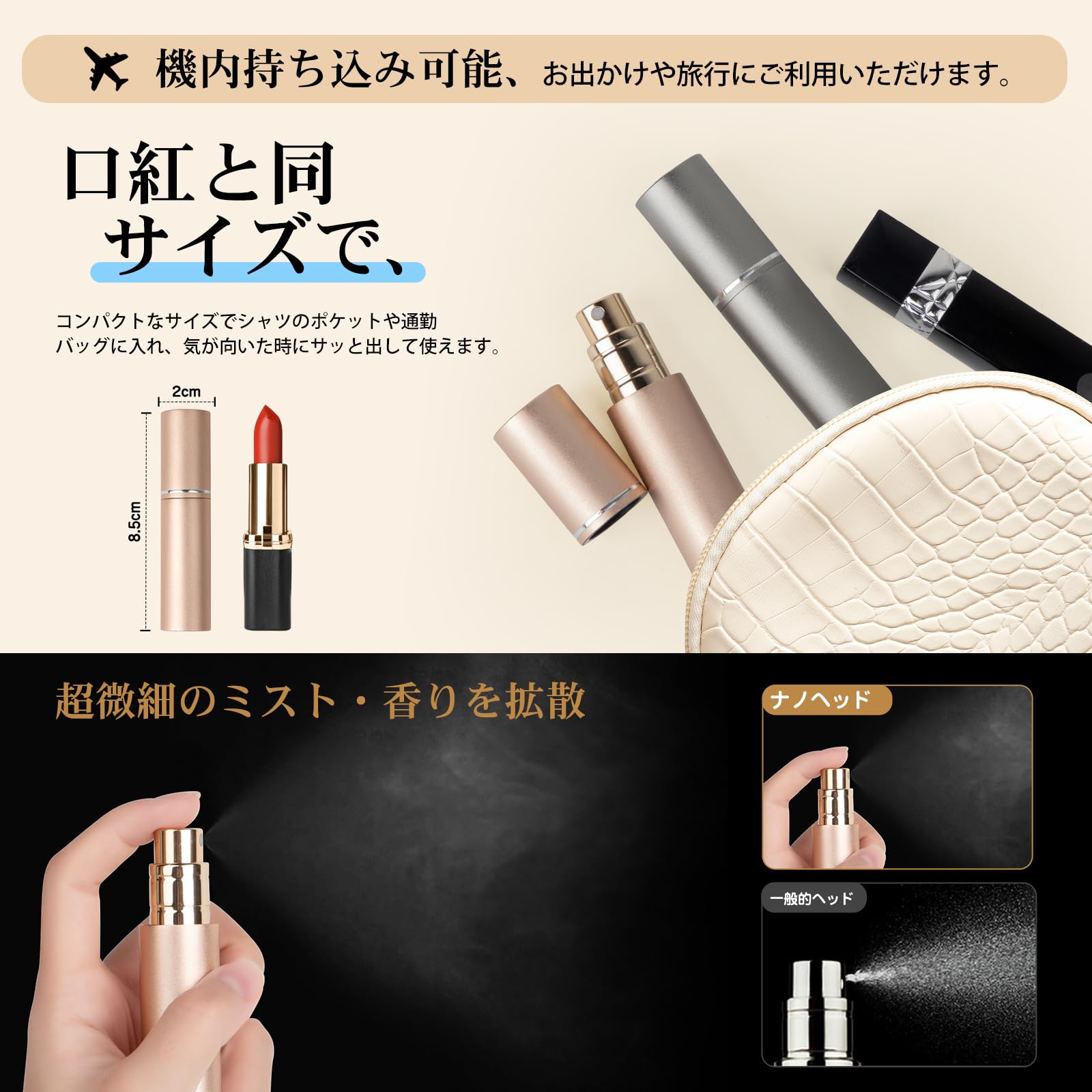 Amazon | アトマイザー 【キャップがマグネット式】 香水