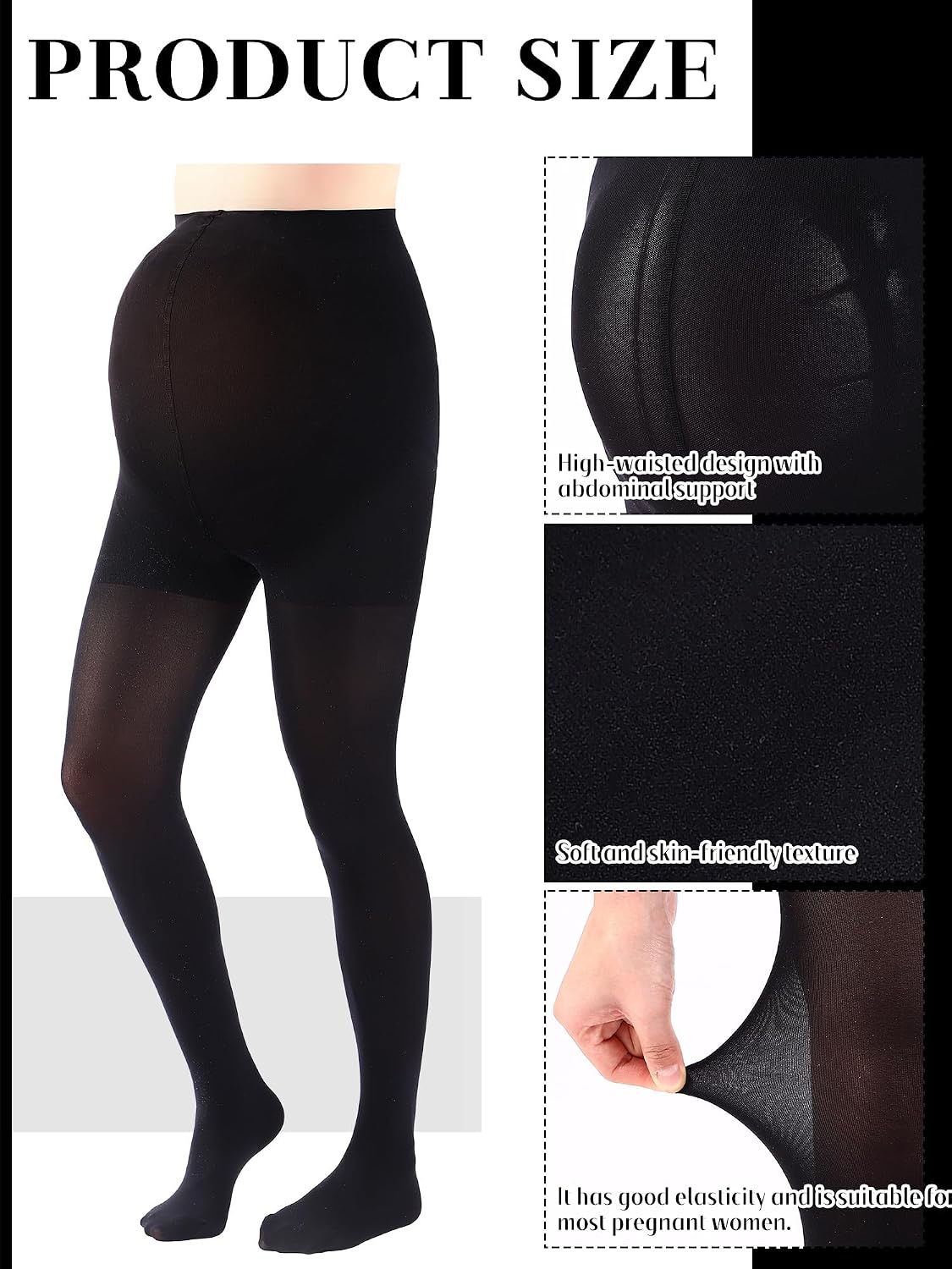 Mepase 3 Pairs Maternity Tights Maternity Stockings for Women Pregnancy Opaque Compression Pantyhose over The Belly