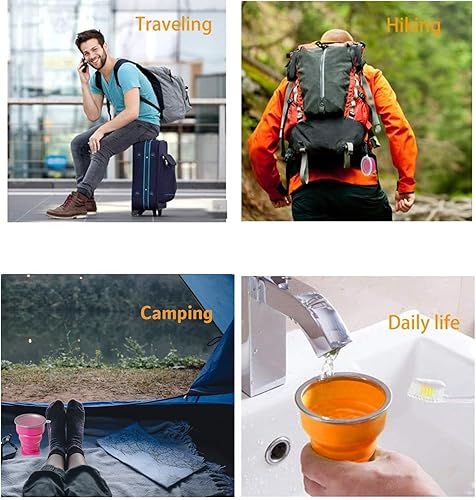 Miniatura 3 de Taza plegable de silicona plegable – Taza plegable expandible – Tazas portátiles reutilizables para viajes, camping, senderismo, supervivencia
