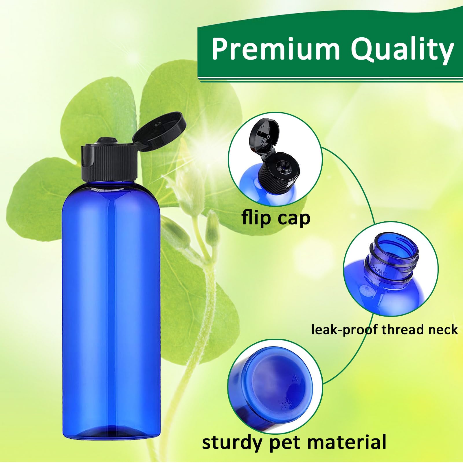 Apstaqeoo 6PCS 100ML Plastic Travel Bottles with Flip Cap Empty Squeeze Bottles Blue Refillable Travel Container with 1 Funnel & 6 Labels TSA Approved for Liquids Lotion Shampoo Toiletries Cosmetic - Image 3