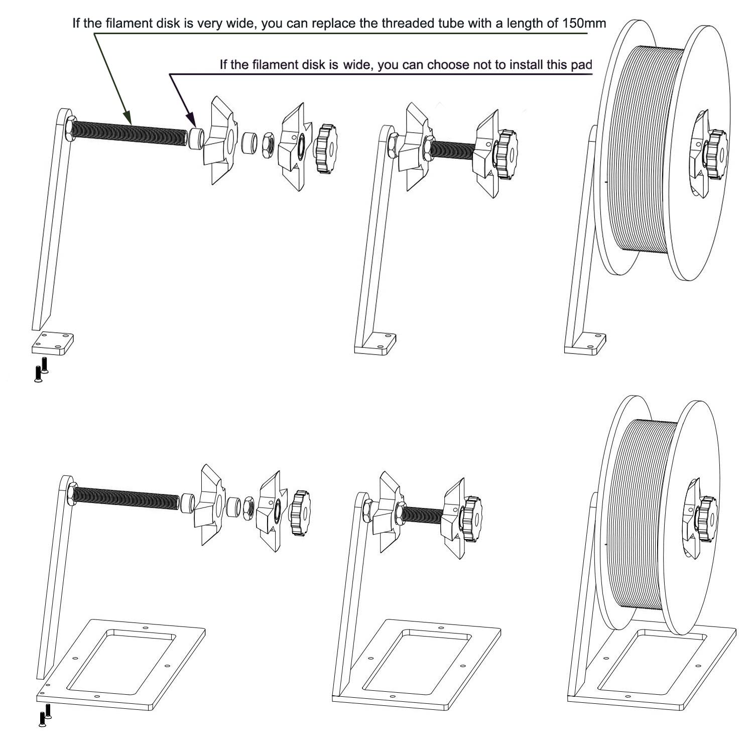 Kit di supporto per bobina di filamento con base con supporto girevole per Ender 3/Ender 3 V2/Ender 3 Pro/Ender 5/CR-10 stampante 3D (supporto per bobina)