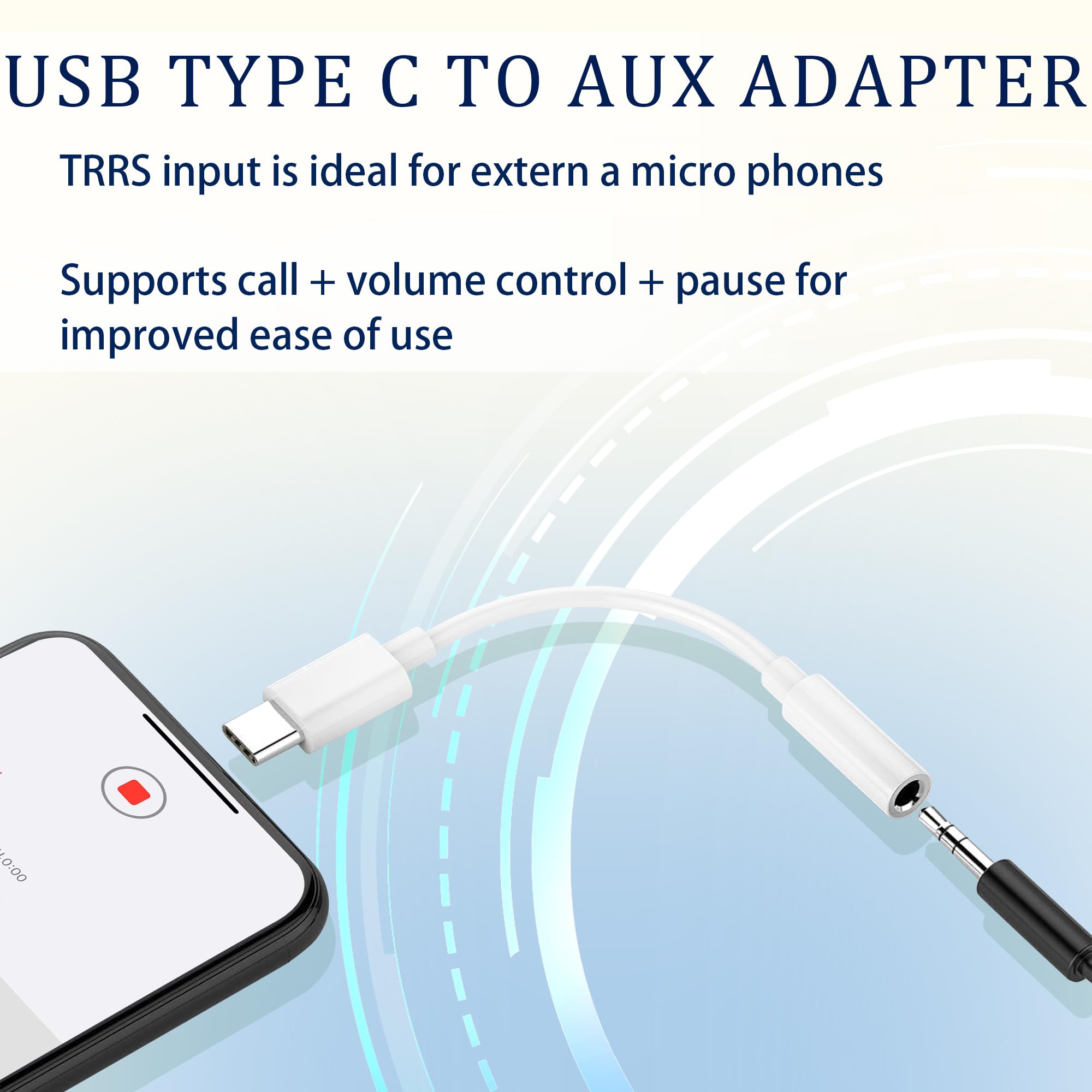 Adattatore da USB-C a jack per cuffie da 3,5 mm, cavo USB C a AUX audio, compatibile con iPhone 15 serie 16, iPad Pro, Galaxy S23/S22 Ultra (bianco, confezione da 20 pezzi)