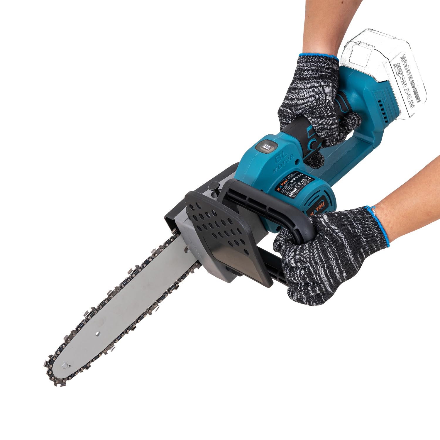 Katsu Tools Katsu Fit-Bat 21V Brushless Cordless Chainsaw 10 Inch 750W Wireless Electric Chain Saw, Brushless Motor, For Wood Branches Trimming Pruning Cutting, Without Battery Or Charger 102733