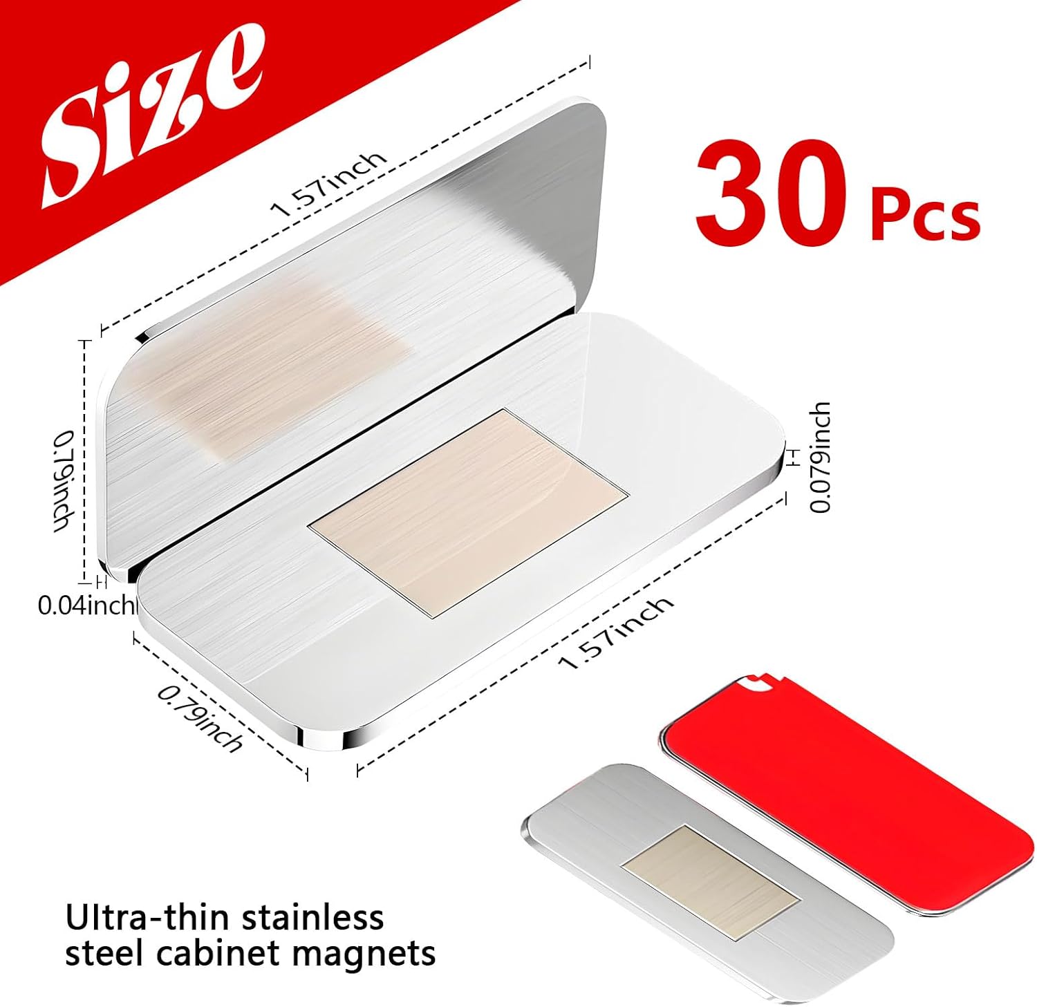 Uitra Thin Cabinet Door Magnetic Catch Magnetic Door Catch Stainless Steel Material Cabinet Magnets for Closure (30 Pack)
