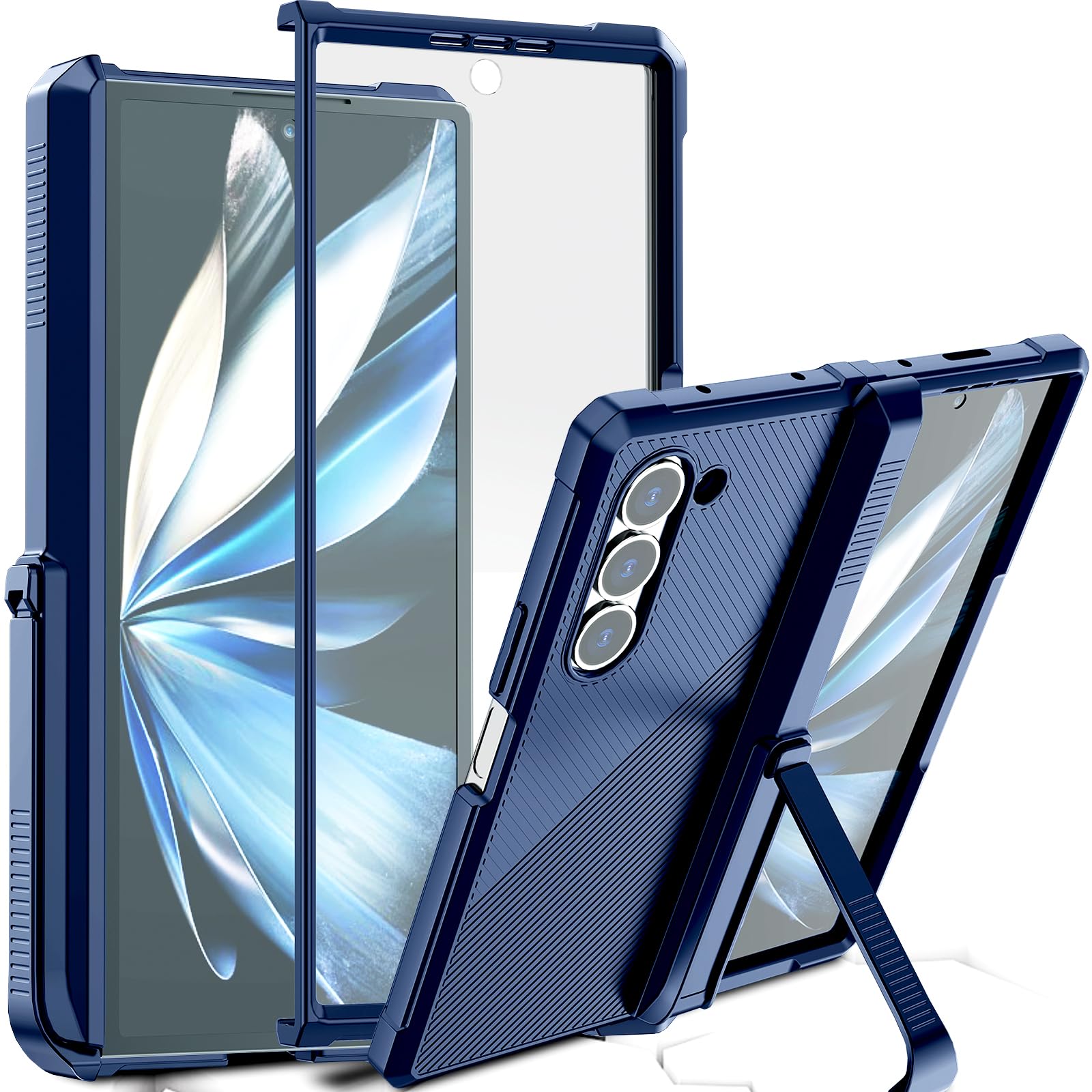 Hualele for Galaxy Z Fold 6 Case, [Built-in Screen Protector & Stand] [Military-Grade Protection] Heavy Duty Full-Body Rugged Hinge Protection Phone