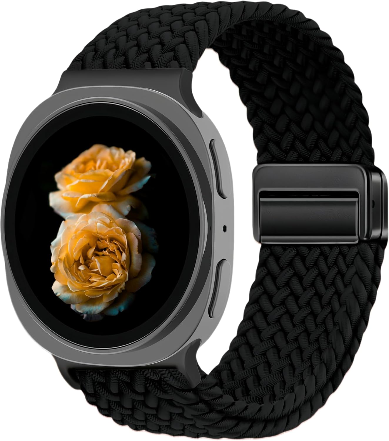 Compatible with Samsung Galaxy Watch 8 40mm 44mm / Watch 8 Classic 46mm, Braided Nylon Magnetic Band – Stretch Sport Strap with One-Click Design