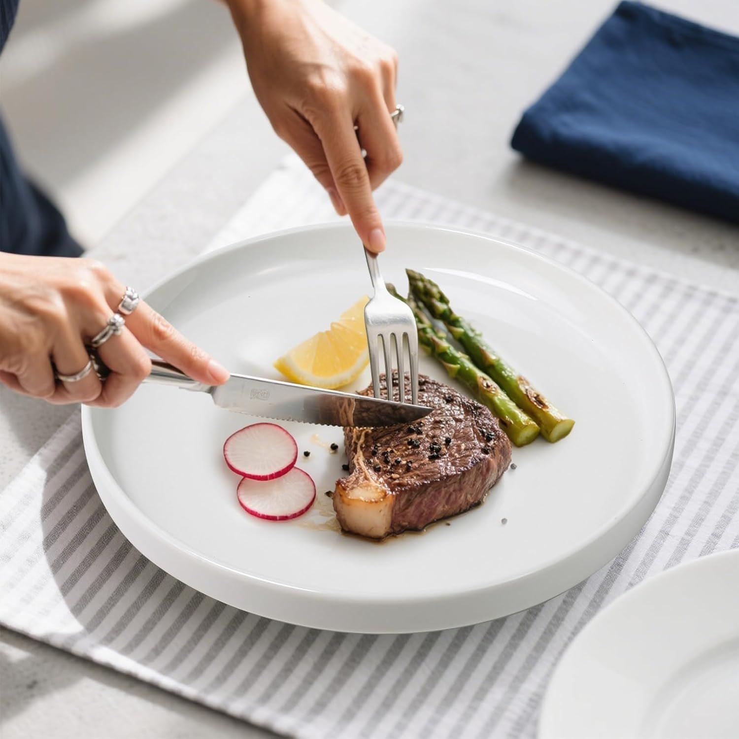 Lot de 6 assiettes plates en céramique, blanches, Ø 25 cm