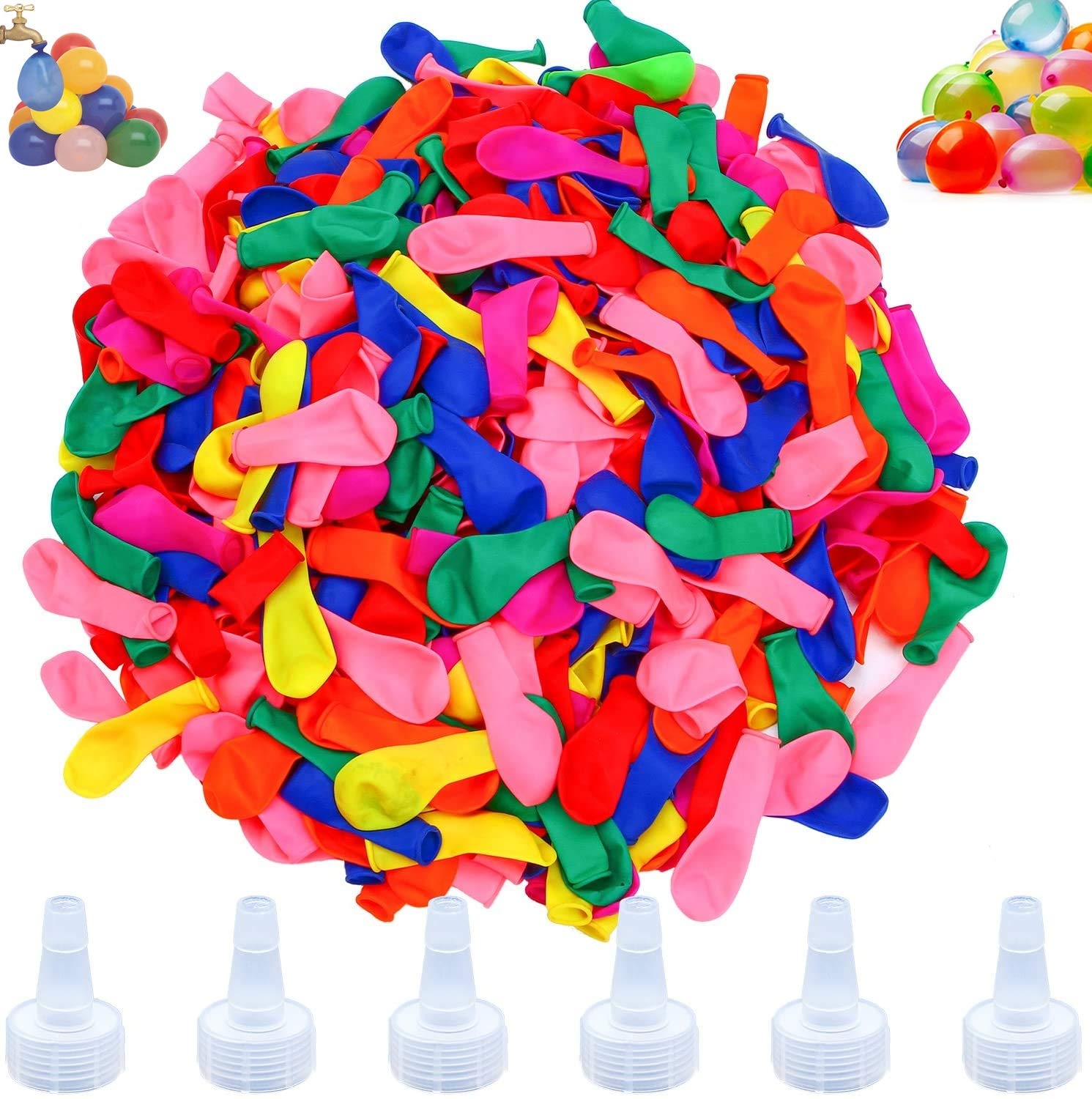 1500Pcs Assorted Water Balloons Bombs with Hose Nozzle Fight Games Summer Pool Splash Fight Outdoor Garden Toys Fun Kids Party Bag Fillers