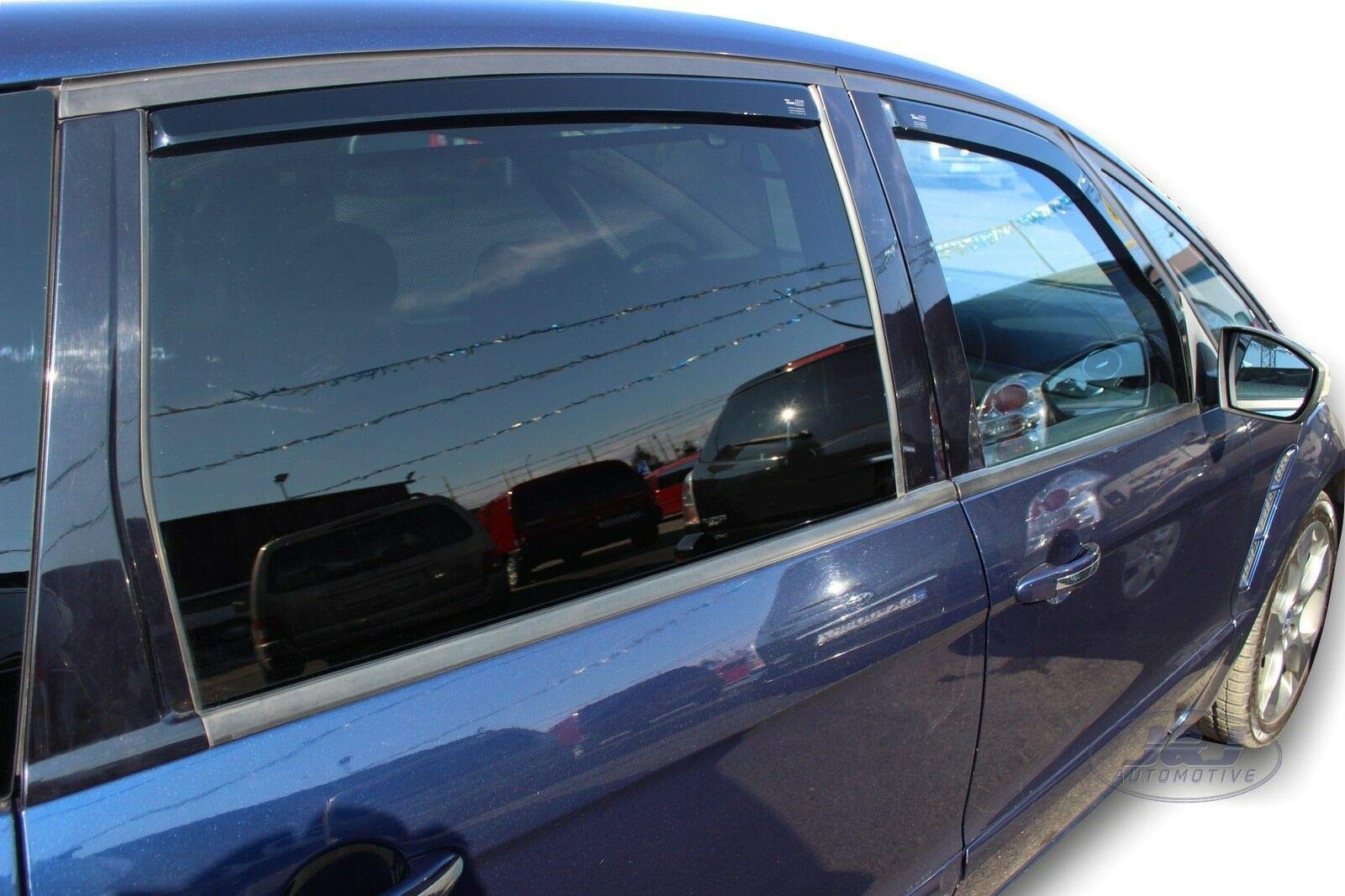 J&J AUTOMOTIVE Windabweiser passend für Ford S-Max 5-Türer 2006-2010 4tlg, Heko Regenabweiser Vorne Hinten Getönt Dunkel Passform
