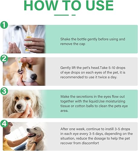 Miniatura 1 de AMOCHY Gotas para ojos de perro, gotas para los ojos para perros y gatos, tratamiento suave para infecciones de ojos de perro que previene el ojo