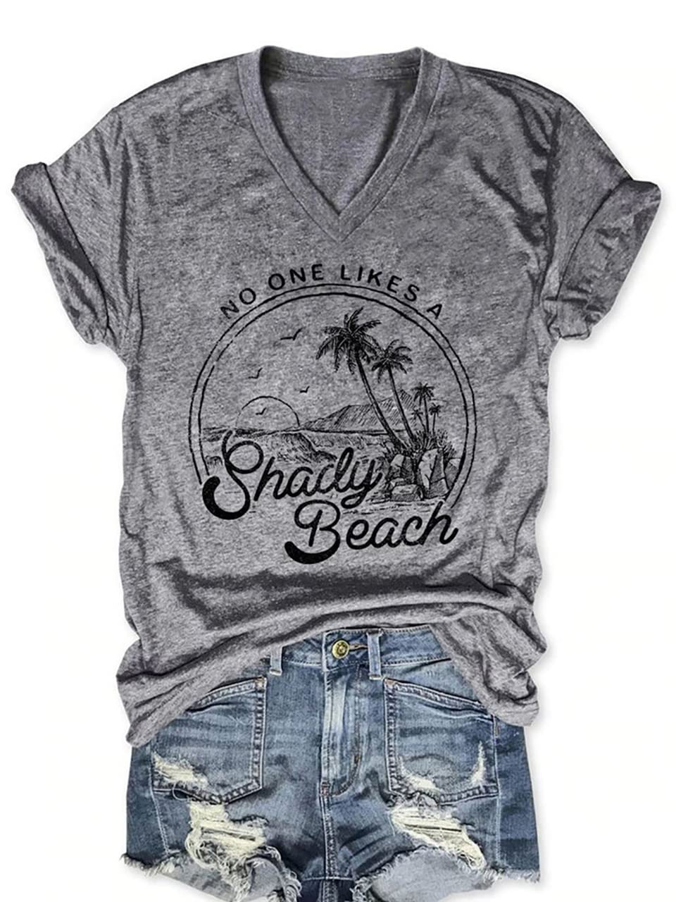 V Neck T Shirt for Women Vintage Short Sleeve Summer Tops Funny Graphic Tees