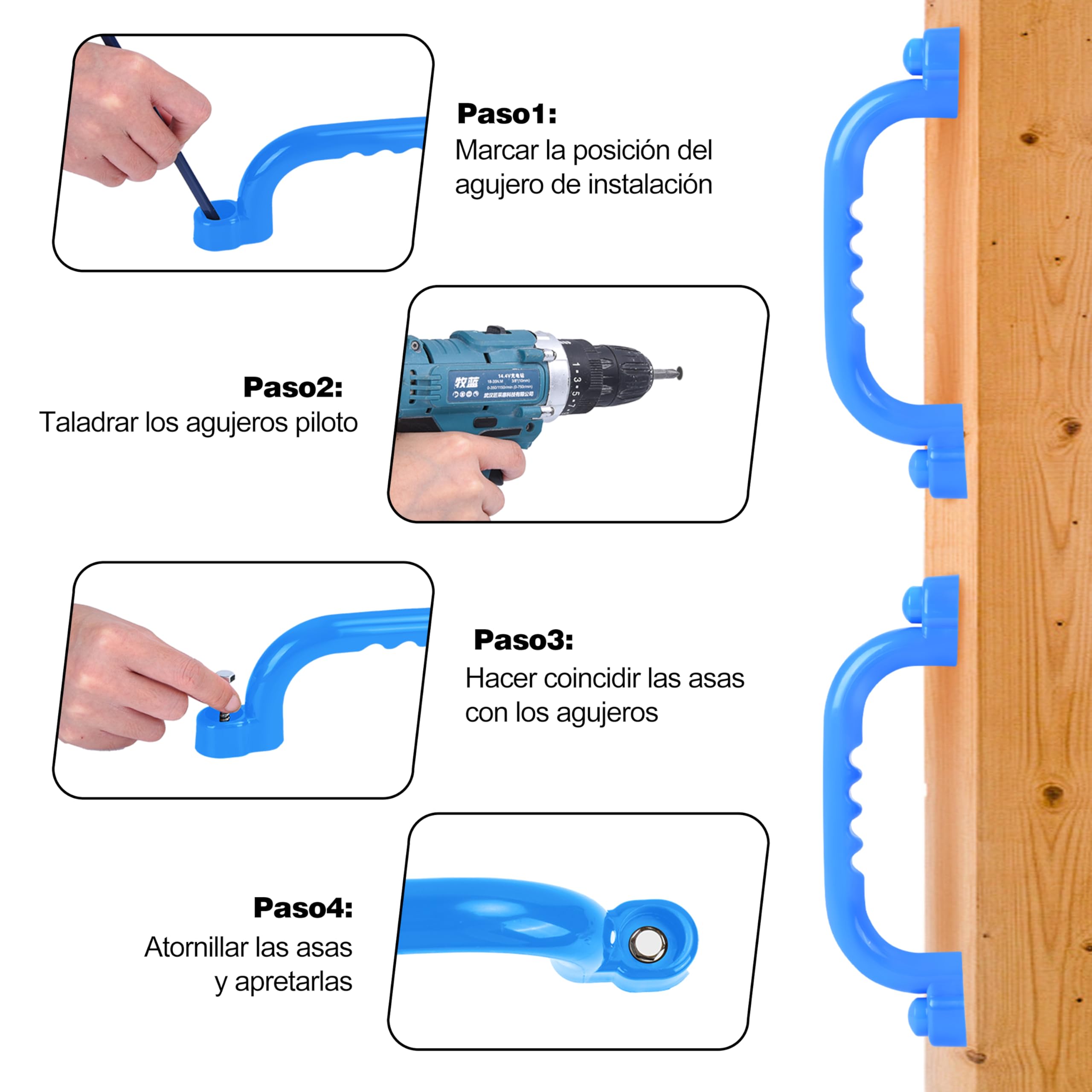 Charmofun Asas de Seguridad para Parques Infantiles, Asas de Escalada Antideslizante para Niños, Manijas de Seguridad para Patio de Recreo (8pcs-B)