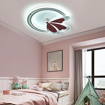 LED Ceiling Light Butterfly 48 W Dimmable with Remote Control Colour Temperature 3000-6500 K Night Light Timer Memory Function Ceiling Lamp for Children's Room & Bedroom 4800 lm 47 x 40 cm Metal [Energy Class E]
