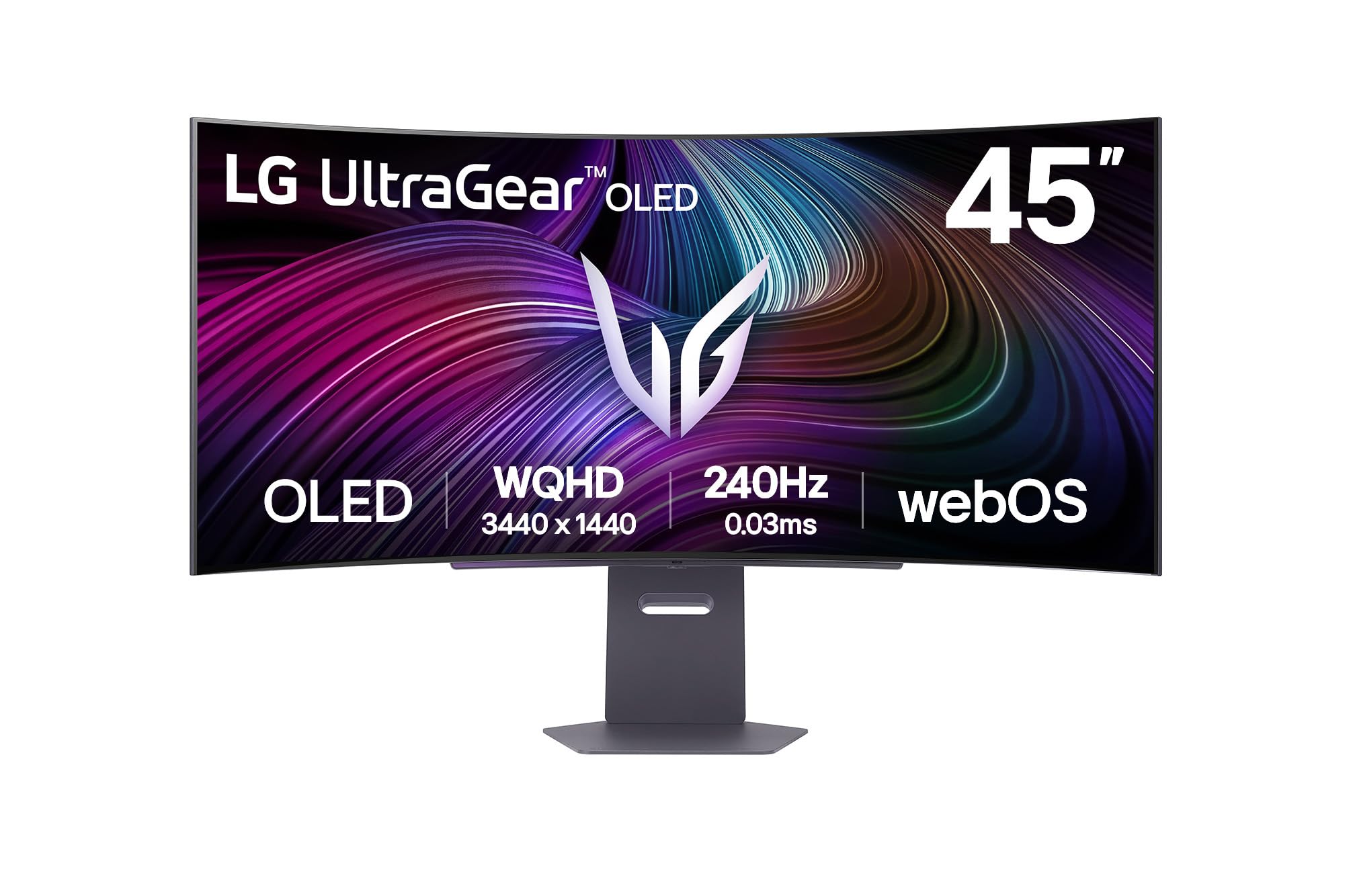LG UltraGear™ 45GX90SA-​B Ecran PC Gaming Incurvé 45" - dalle OLED résolution WQHD (3440x1440), 0.03 ms GtG 240Hz, DisplayHDR™ TrueBlack 400, DCI-​P3 98.5% (CIE1976), AMD FreeSync Premium, NVIDIA G-​Sync