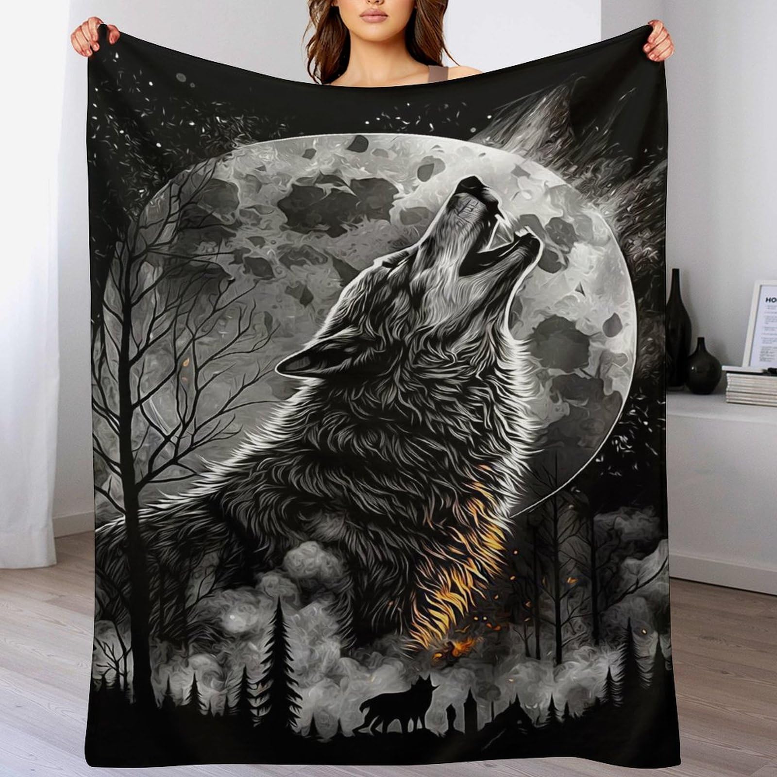 Couverture loup flannel anti-froid pour protéger le canapé et réchauffer vos nuits 150x200