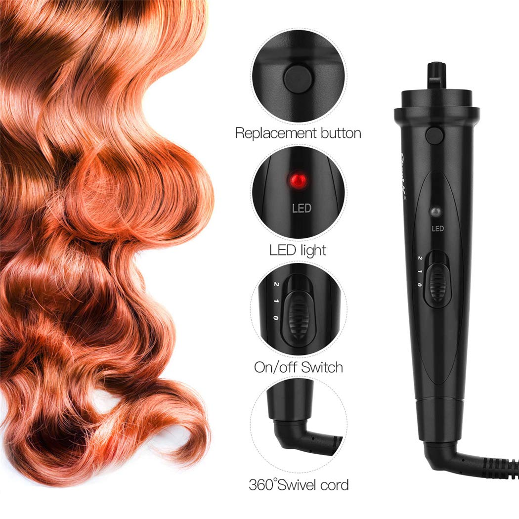 CkeyiN Rizador de Pelo Automático, Rizador Pelo, Rizador Portátil, Barril de Cerámica de Calentamiento Rápido con 3 Ajustes de Temperatura,Rizador Inteligente, Rizadores Para Cabello Medio y Largo
