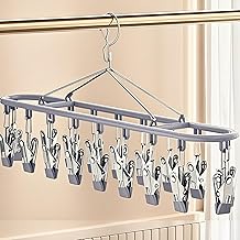 Sock Dryer with 20 Pegs Clothes Drying Hanger with Clips Sock Peg Hanger for Washing Line, Drip Airer Hanging Sock Rack for Socks, Underwear, Bras, Baby Clothes (Grey)