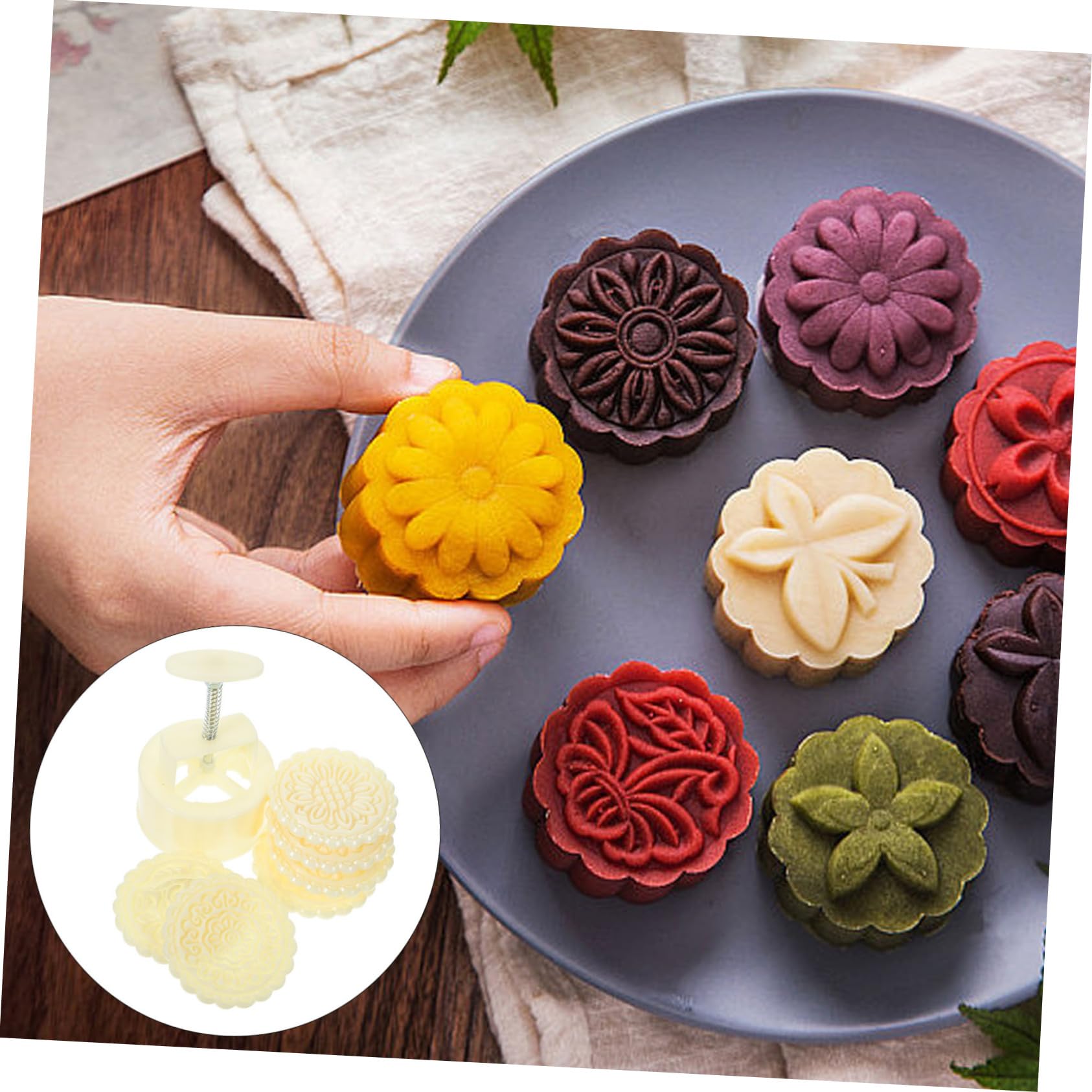 Molde para Pastel de Frijoles 1 Juego Plástico Beige | Cookies y Moon Cake, Superficie Lisa, Fácil Liberación, Uso en Baking y Making Chocolate