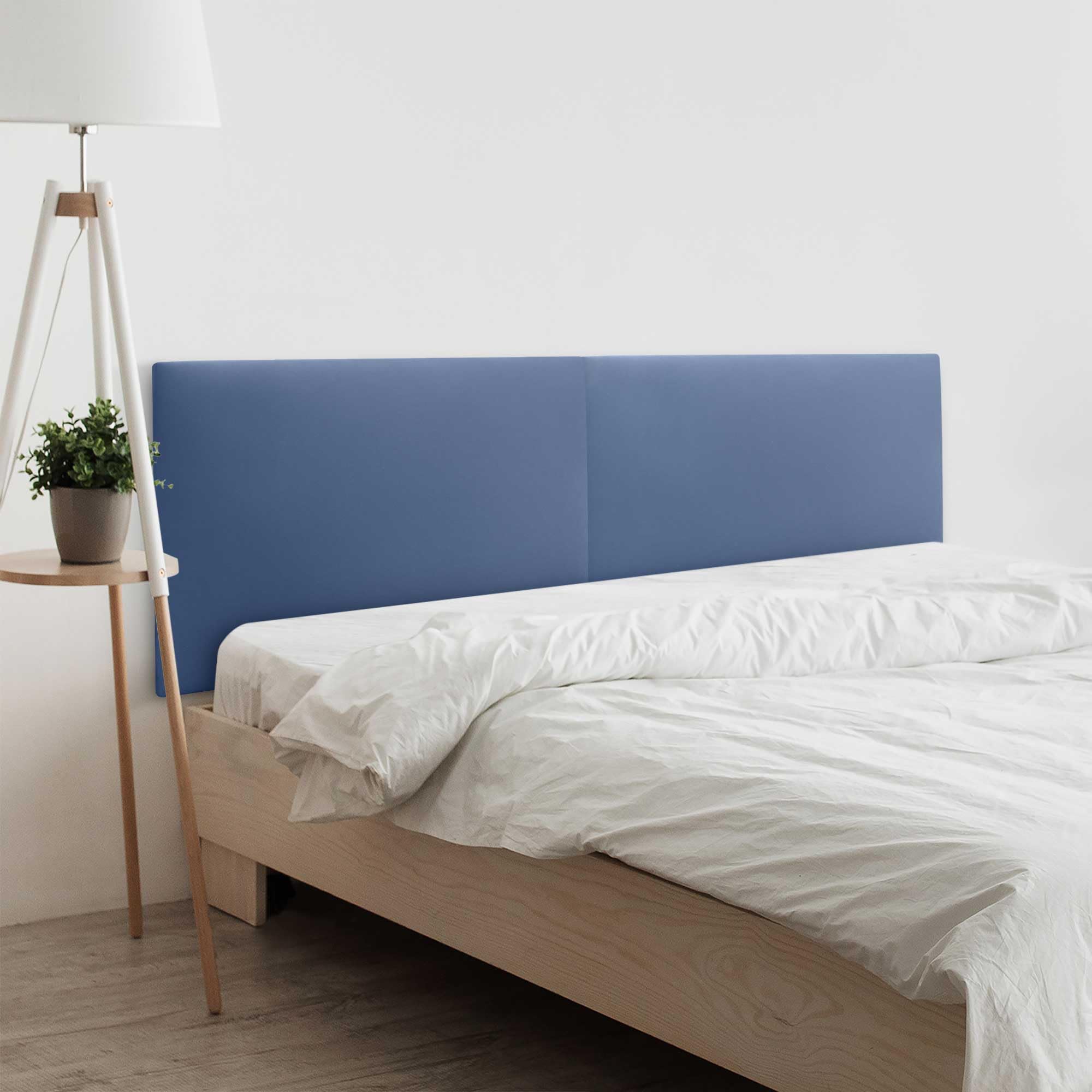 DHOME Testiera in similpelle o tessuto Acualine Liscio DUAL divisa in 2 pezzi Testiera imbottita di fascia alta Tappezzeria moderna (Similpelle Blu, 180cm Dual (Letto 180/190))