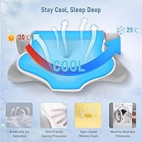 Vista 2 de Almohada cervical para aliviar el dolor de cuello, almohada de espuma viscoelástica de contorno con funda de almohada transpirable y refrescante